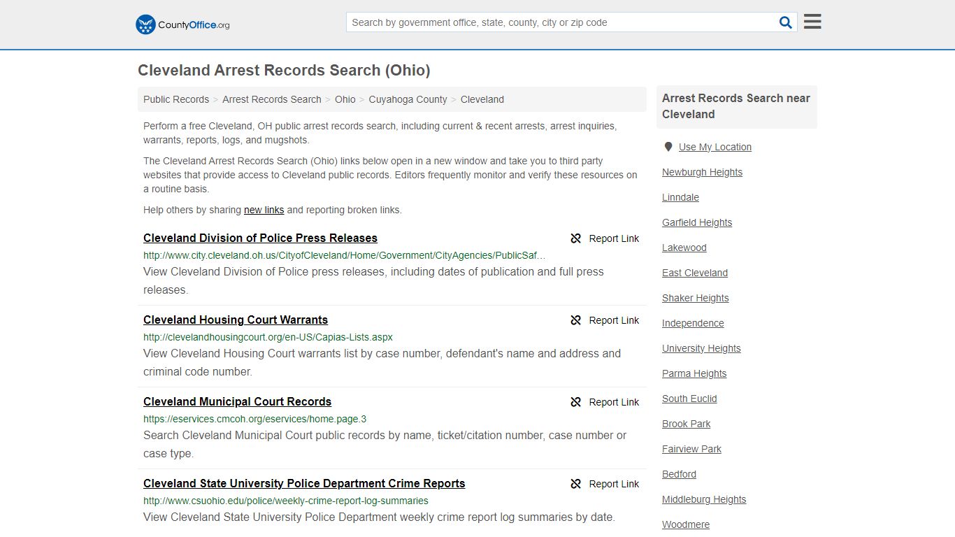 Arrest Records Search - Cleveland, OH (Arrests & Mugshots) - County Office
